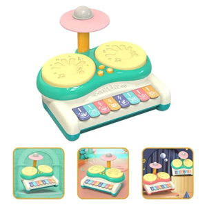 ست جاز و درام 3 در 1 کودک 2 طبلی آبی Piano Keyboard Drum Set 3 in 1 Baby Musical Toys_اسباب بازی